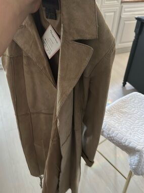 Brandon Thomas Taupe Suede Trench Coat
